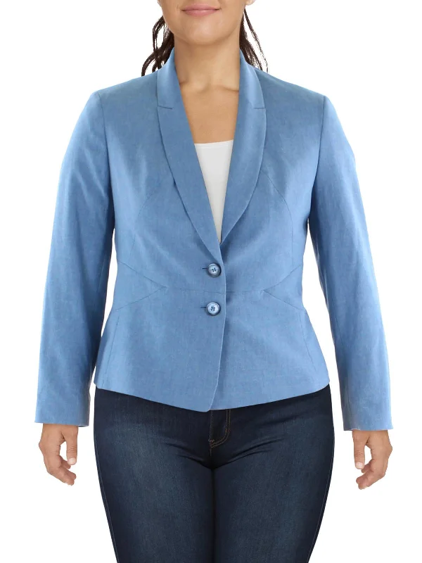 Vintage Inspired Fashion Sale Petites Womens Woven Seamed Two-Button Blazer