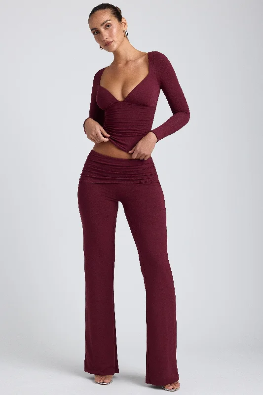 Best Deals Of The Season Modal Mid-Rise Straight-Leg Trousers in Plum