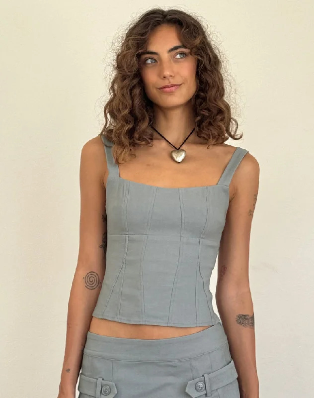 Summer Essentials Ailsa Tie Back Top in Grey