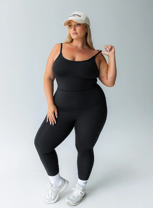 Summer Splash Sale Go Getter Activewear Jumpsuit Black Curve