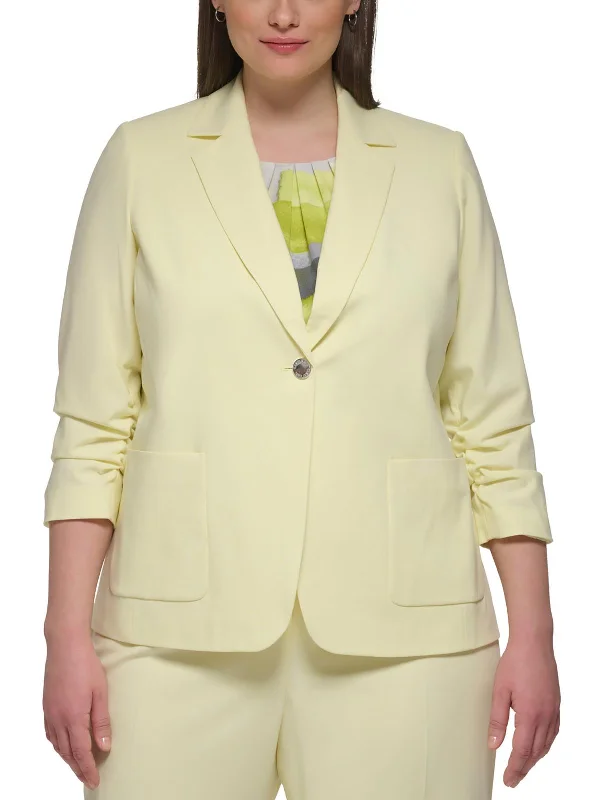 Stylish Savings Plus Womens Crepe One-Button Blazer