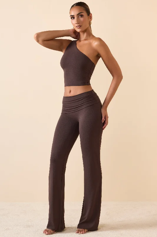 Innovate Your Wardrobe Mid Rise Straight Leg Trousers in Chocolate Brown