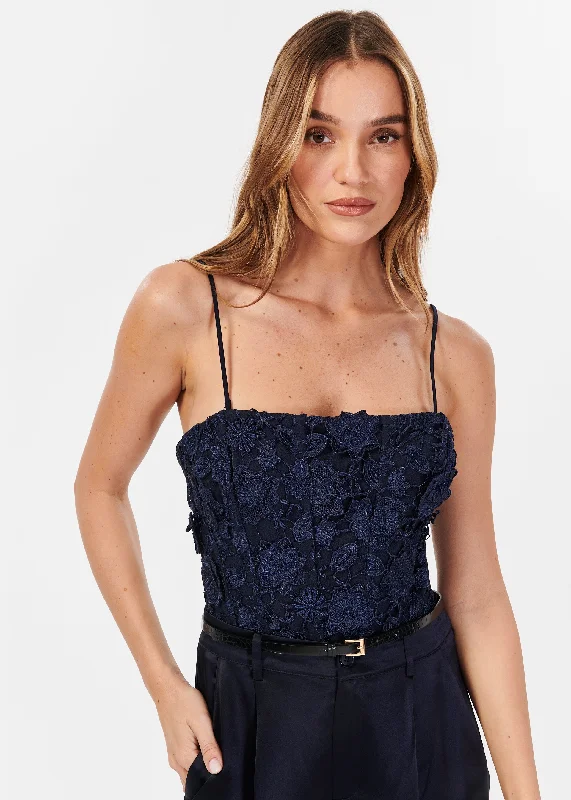 Coastal Beach - Inspired Style Beleza Lace Bodysuit Navy