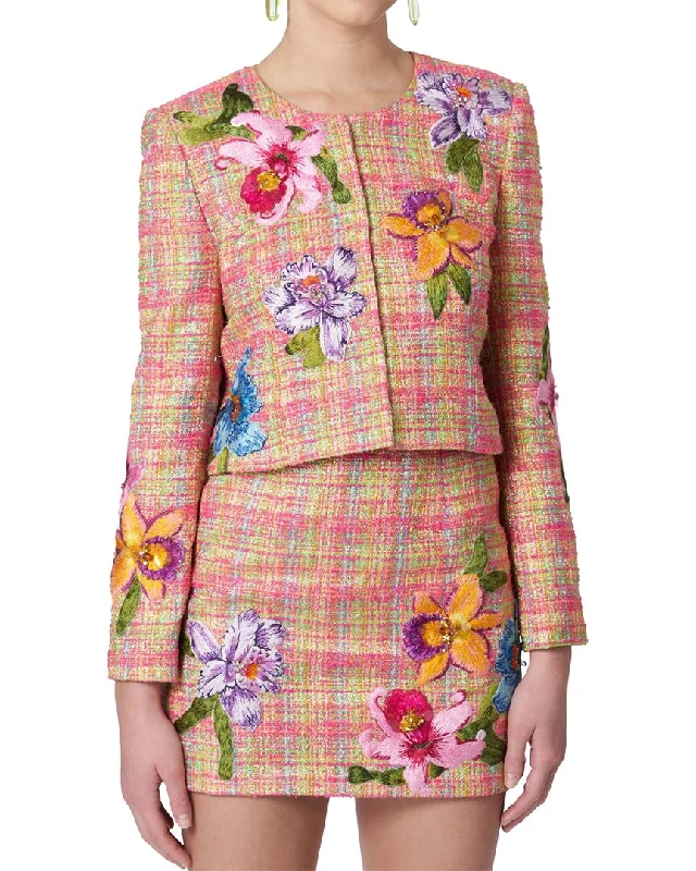 Versatile Wardrobe Essentials Carolina Herrera Embellished Collarless Cropped Jacket