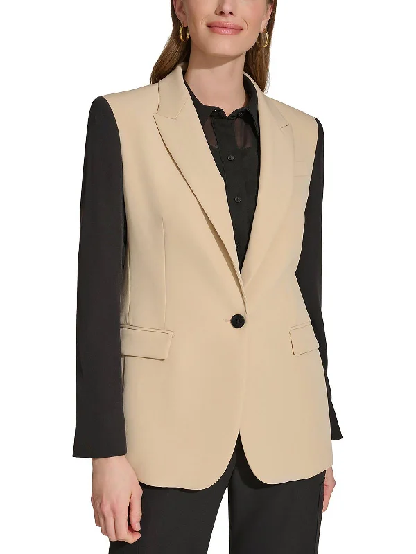 Limited Styles Womens Colorblock Suit Separate One-Button Blazer