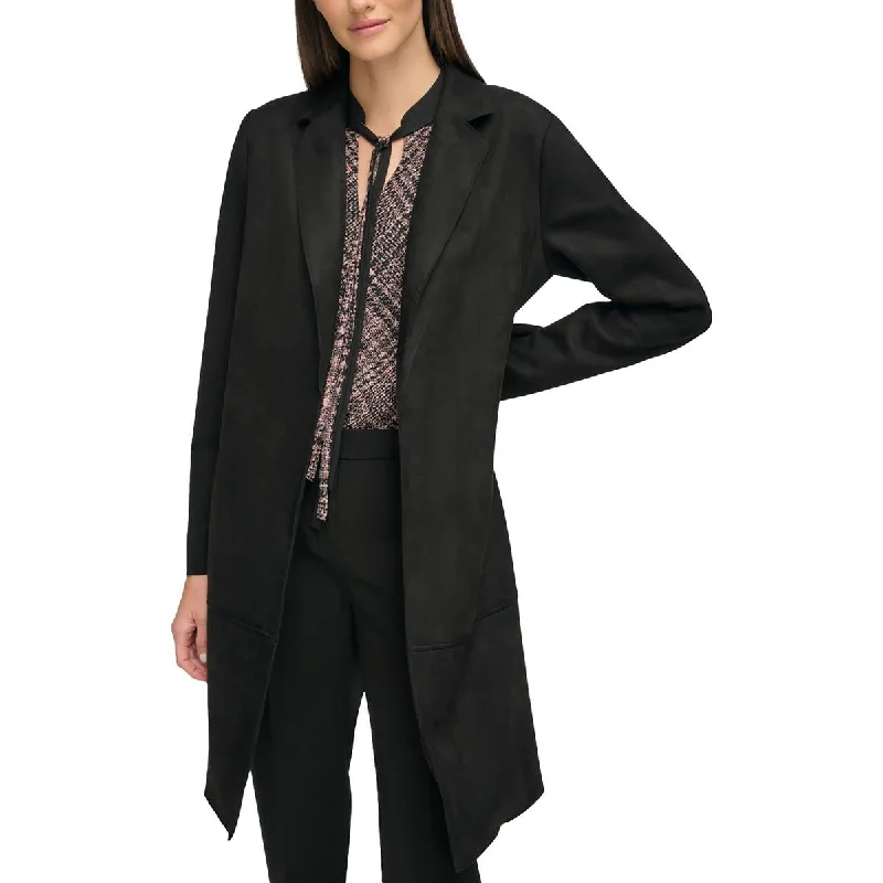 Effortless Sophistication Womens Faux Suede Office Open-Front Blazer