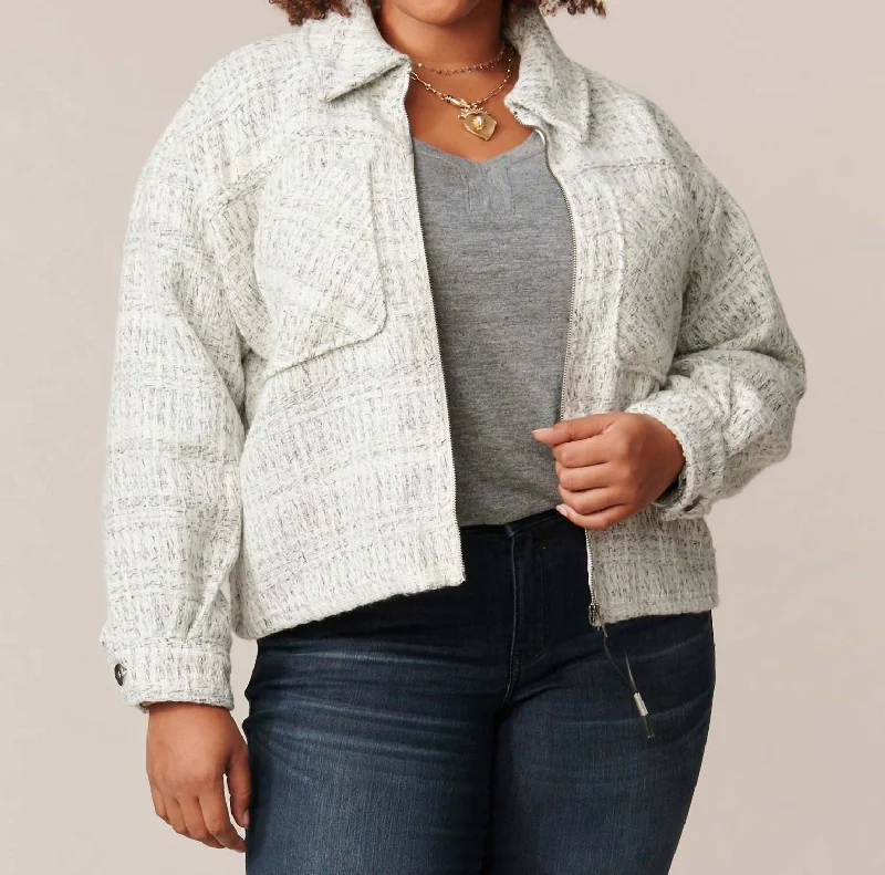 Budget Friendly Curvy Crop Shacket In Granite