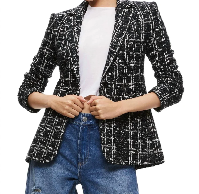 Exclusive Sale Macey Fitted Notch Collar Blazer In Black And White