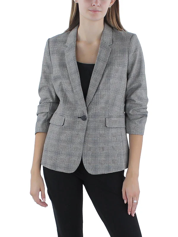 Seasonal Style Discounts Petites Womens Ruched Suit Separate One-Button Blazer