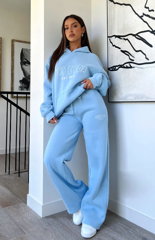 Style Redefined Missed Flights Wide Leg Sweatpants Soft Blue