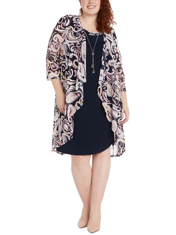 Best Seller Plus Womens Paisley Open Front Duster Blazer