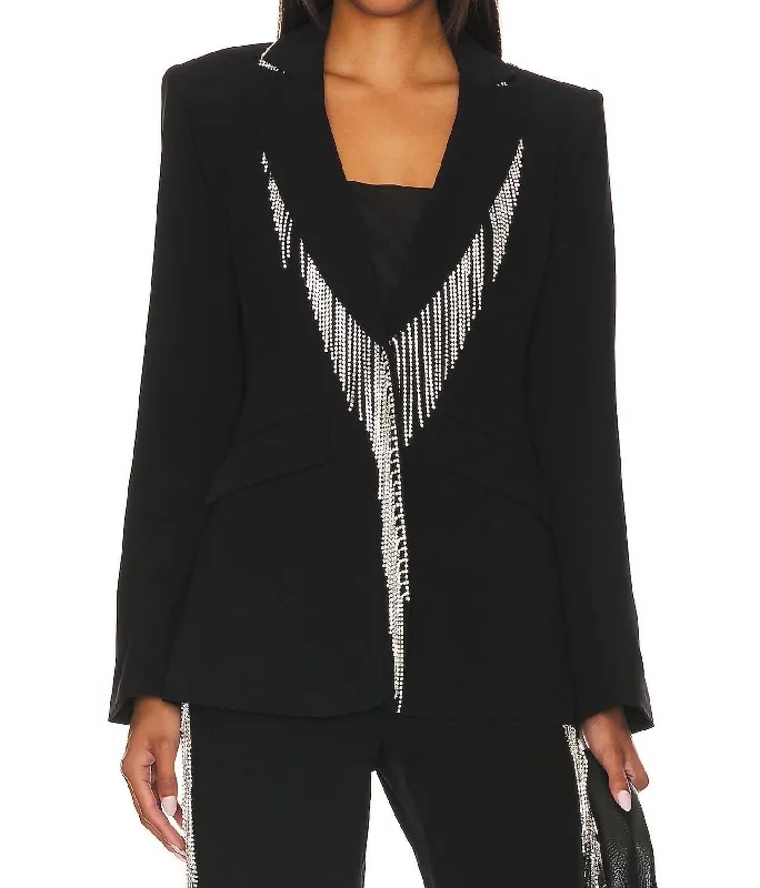 Big Discounts Rhinestone Fringe Embellished Cheyenne Blazer In Black