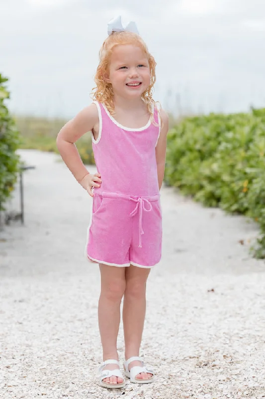 Redefining Women's Fashion Kid's Rylee Pink Terrycloth Romper