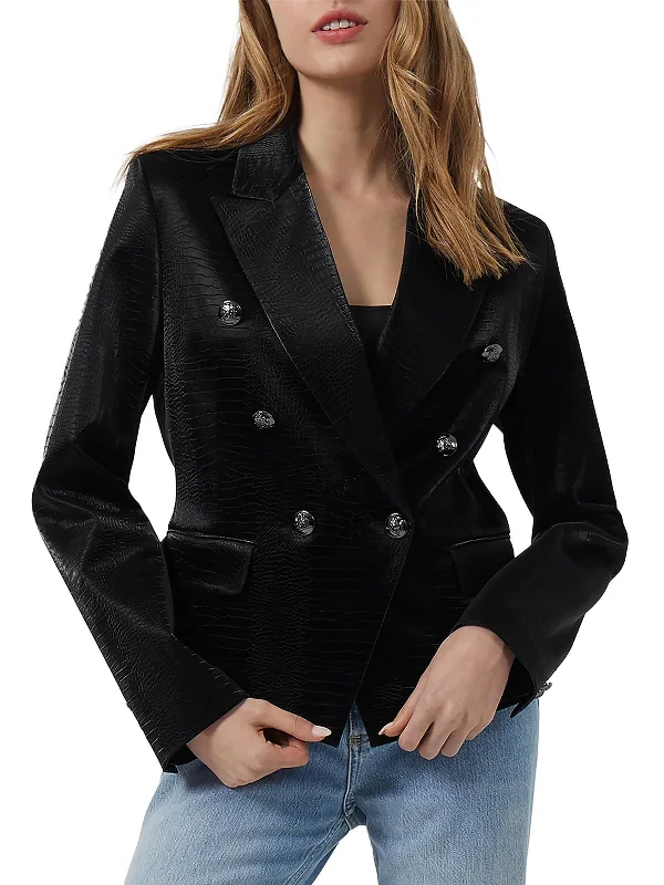 Seasonal Sale Ivar Womens Faux Crocodile Triple-Breasted Suit Jacket