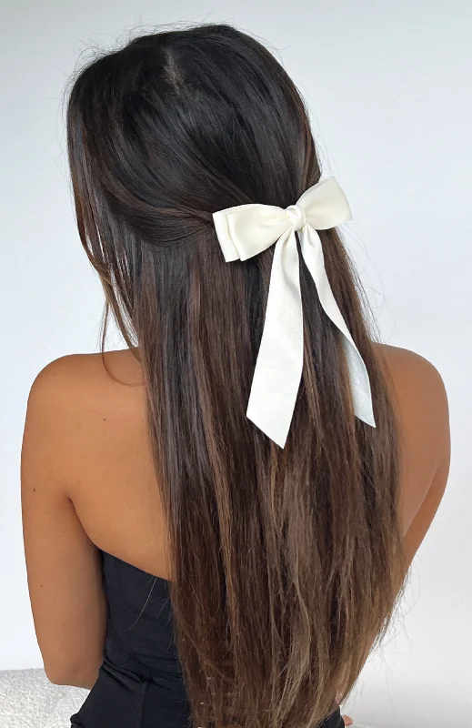 Modern Women's Fashion Sweet Serenity Bow Hair Clip Cream