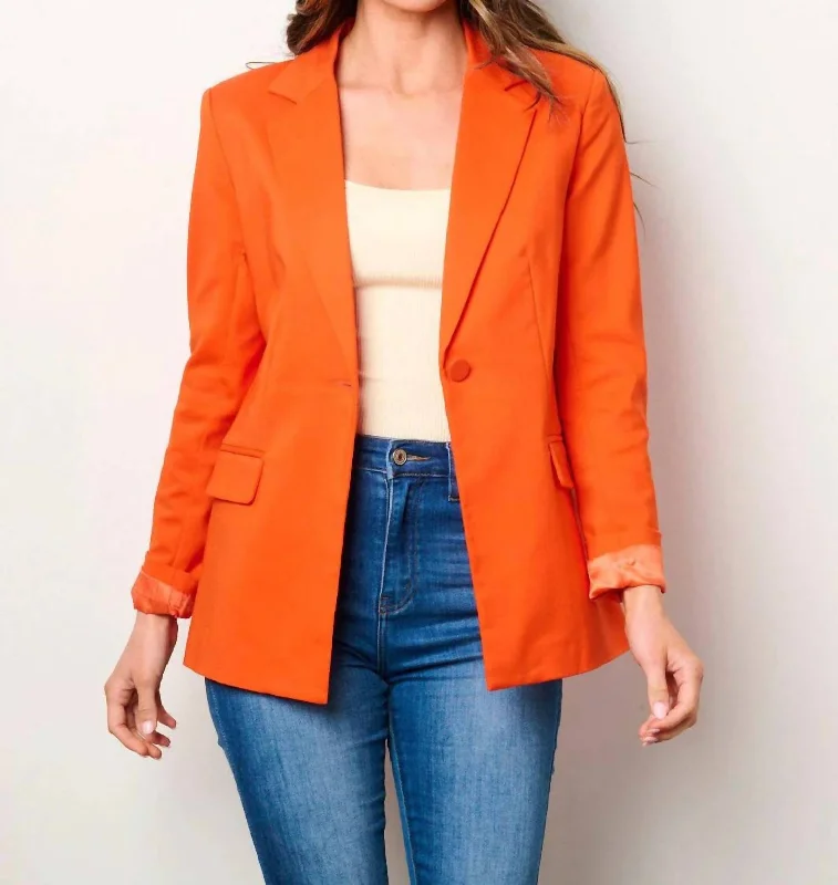 Stylish Savings Long Sleeves Blazer In Orange