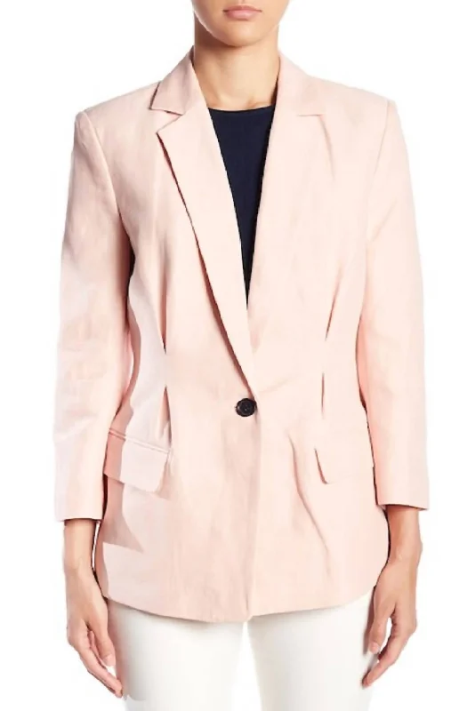 Discounts On Casual Weekend Styles Lian Rose Blush Linen Blazer