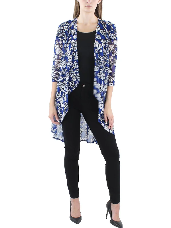 Inspired By You, Designed For You Womens Floral Print Drapey Open-Front Blazer