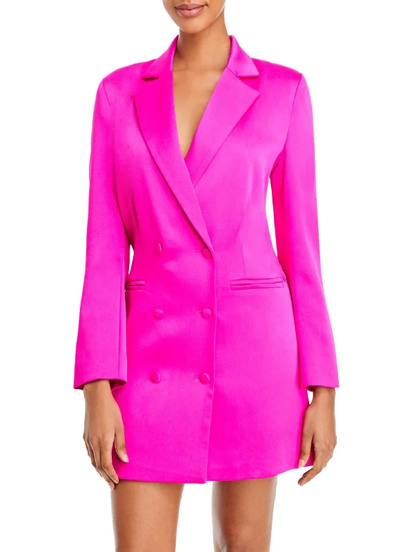 Spring Fashion Womens Satin Long Tuxedo Jacket