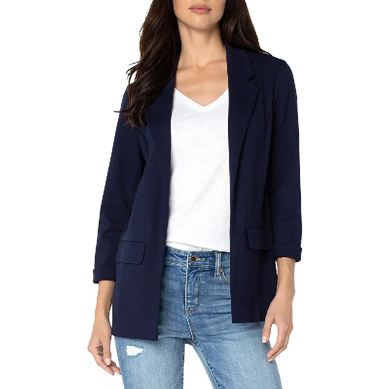 Chic Styles Womens Career Boyfriend Open-Front Blazer