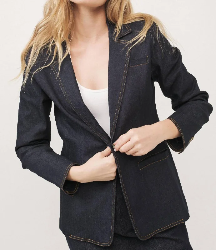 Artful Design Dark Denim Blazer In Black