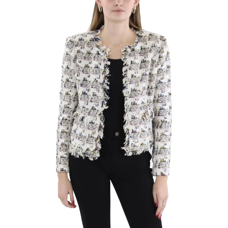 Fashion Sale Angelina Womens Tweed Collarless Open-Front Blazer