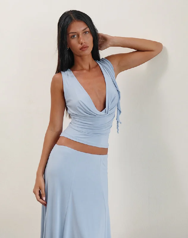 Bold Fashion Saylor Sleeveless Top in Slinky Sky Blue