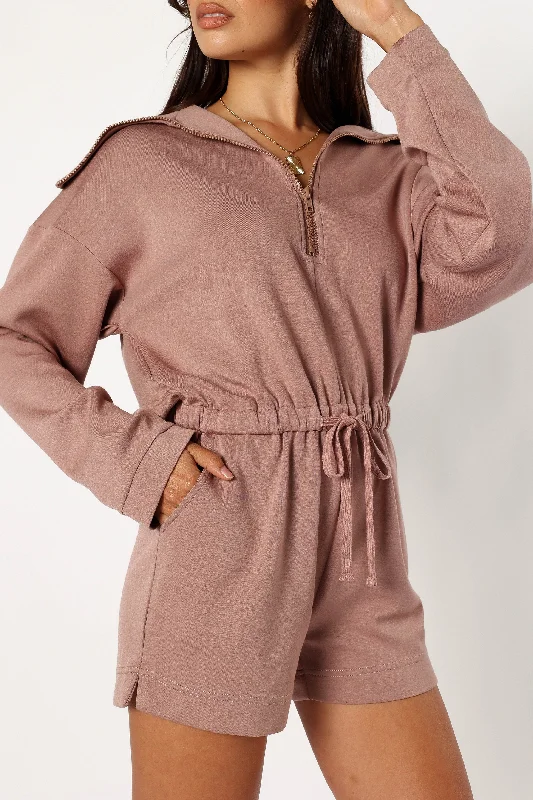 You'Ll Love Us Because Peri Sweater Romper - Mocha