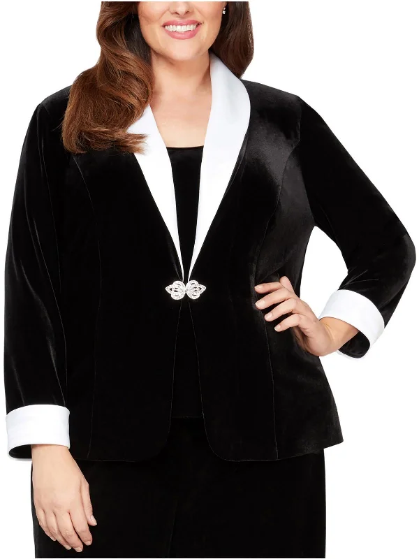 Brand Name Clothing Discount Extravaganza Plus Womens Velour Embellished One-Button Blazer