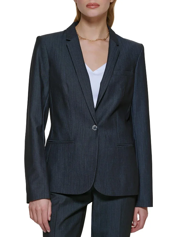 Mid Season Sale Womens Woven Long Sleeves One-Button Blazer