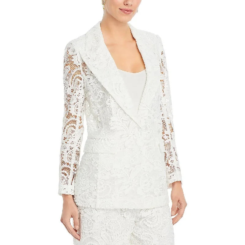 Trendy Attire For Her Womens Lace Long Sleeve One-Button Blazer