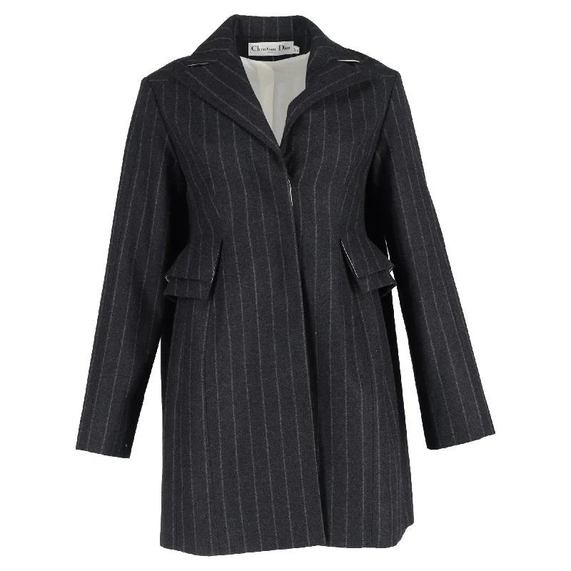 High End Designer Brands Discount Christian Dior Pinstripe Single-Breasted Blazer in Grey Wool