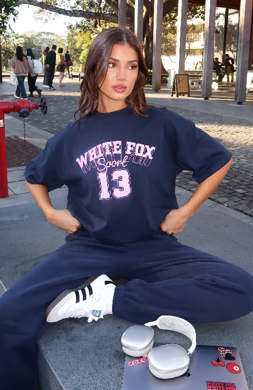 Elevate Your Wardrobe Out Of Line Oversized Tee Navy