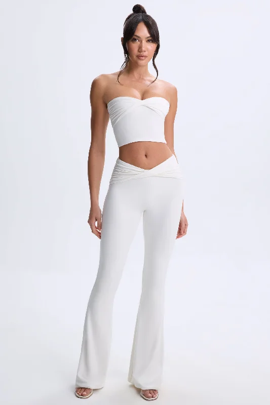 Exclusive Discounts Twist-Front Flared Trousers in White