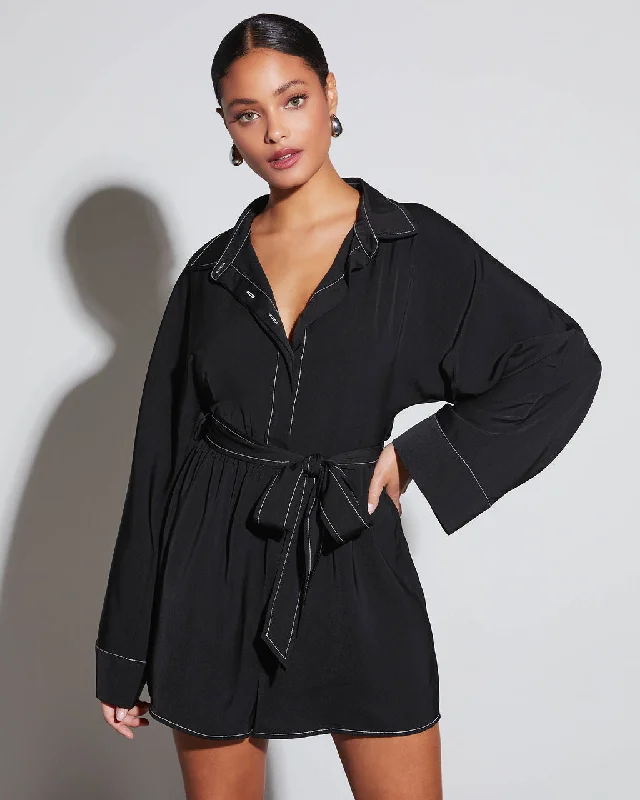 Everyday Basics Pendleton Button Down Tie Waist Romper