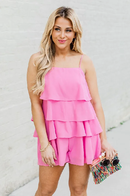 Trendy Attire For Her Don't Let Me Go Pink Ruffle Romper FINAL SALE