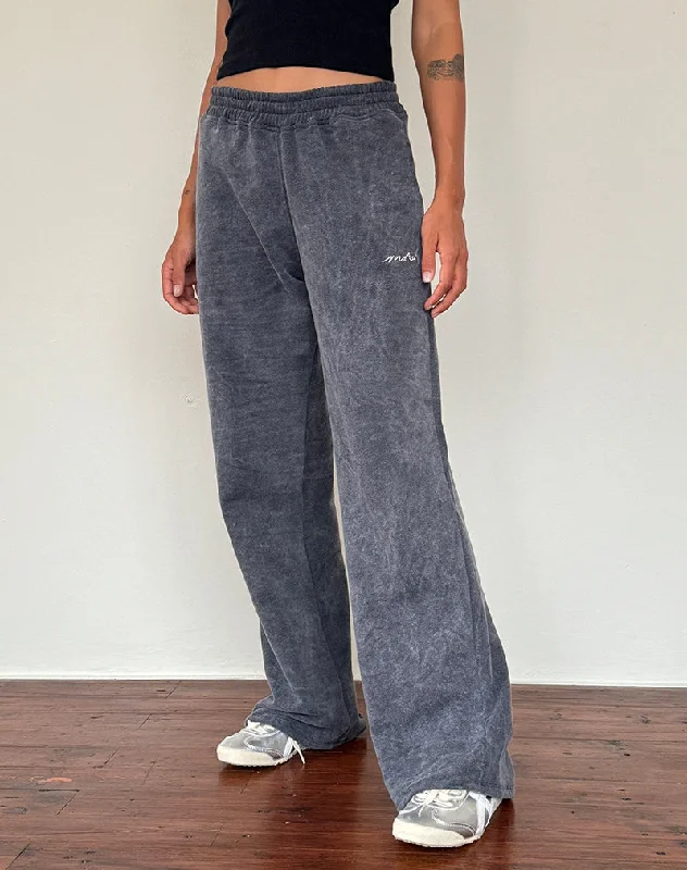 Bold Fashion Loose Jogger in Black Wash with Off White 'MOTEL' Embroidery