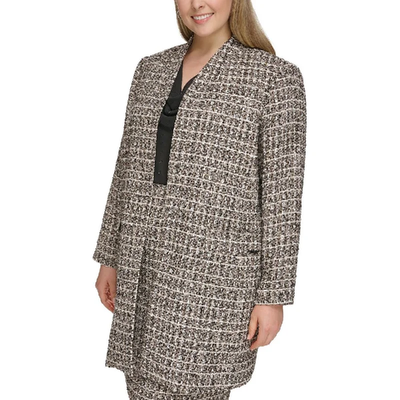 Trend Setting Wardrobe Plus Womens Tweed Open Front Duster Blazer