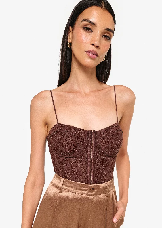 Final Clearance Arlette Corset Bodysuit Java