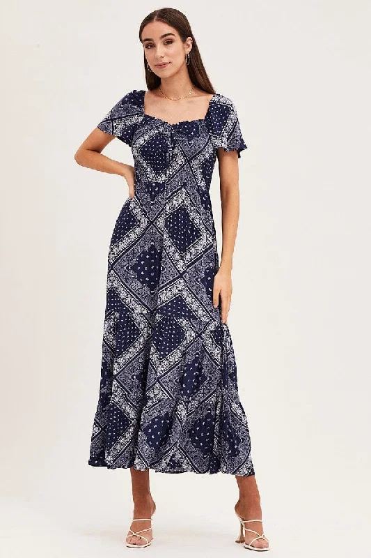 Fashion Sale Boho Print Midi Dress