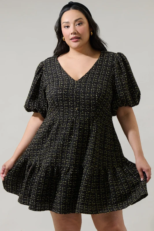 Seasonal Clearance Carrol Zaylee Tweed May Tiered Mini Dress Curve