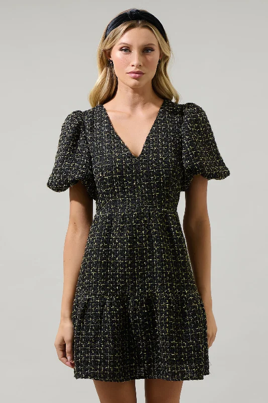 Ride The Style Wave Carrol Zaylee Tweed May Tiered Mini Dress