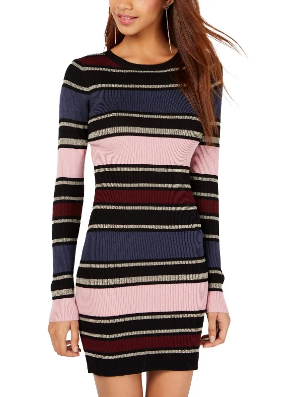 Style Redefined Juniors Womens Striped Midi Sweaterdress