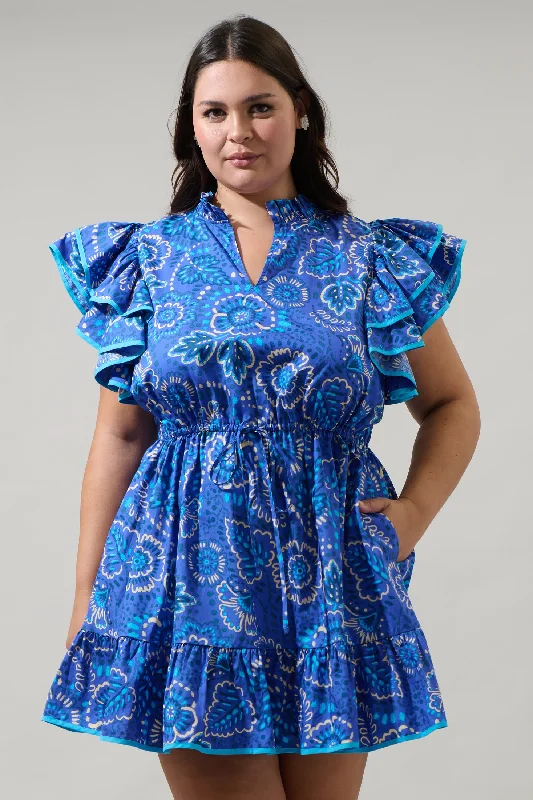 Today Only Kenner Floral Alina Ruffle Shift Mini Dress Curve