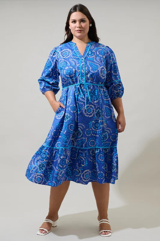 Charming Silhouette Kenner Floral Melia Shirt Midi Dress Curve