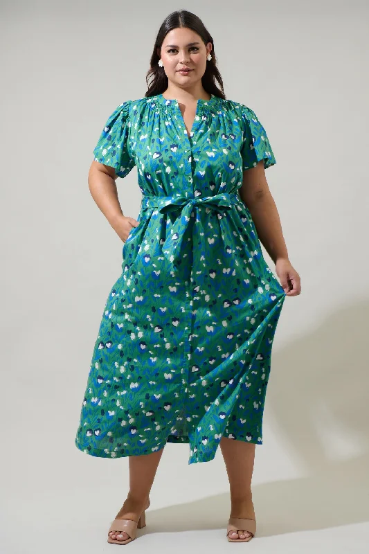 Seasonal Fashion Laury Floral Mile Button Down Maxi Dress Curve