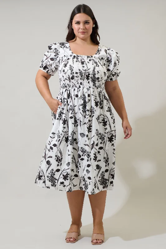 Trend Alert Leiden Floral Delfi Smocked Midi Dress Curve