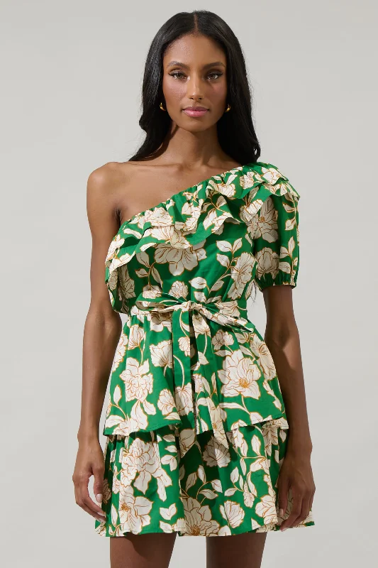 Travel Essentials Lucena Floral Irene One Shoulder Mini Dress