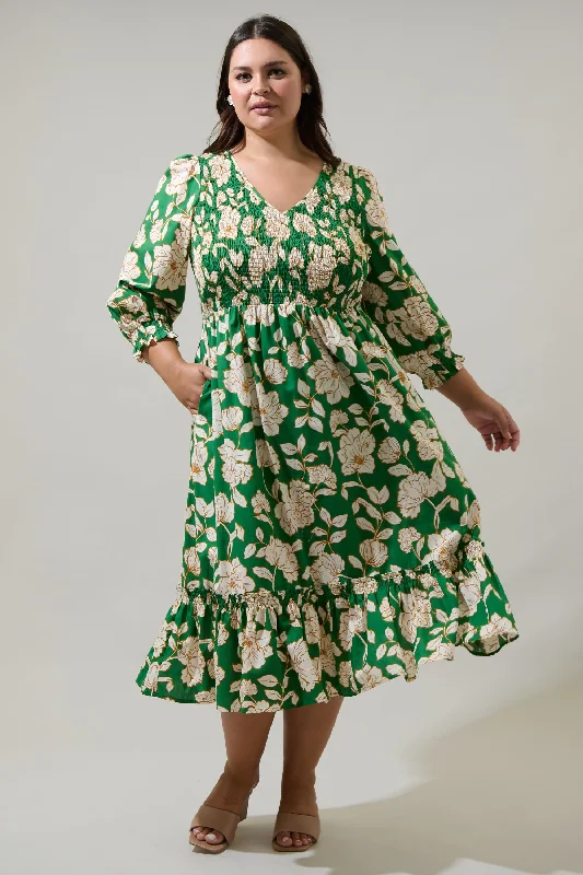 Must Haves Lucena Floral Lemy Poplin Midi Dress Curve