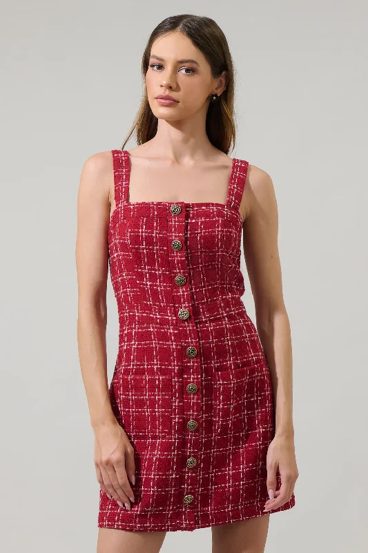 Discount Extravaganza Narol Tweed Button Down Mini Dress